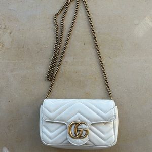 Authentic GG Marmont super mini bag, used, off white